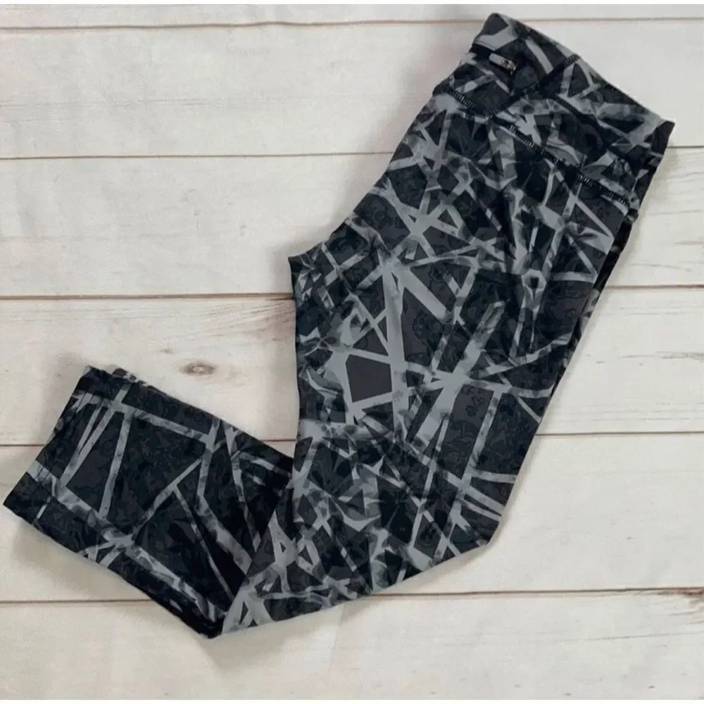 Athleta Floral Geo Sonar Leggings Slate Gray Size Small